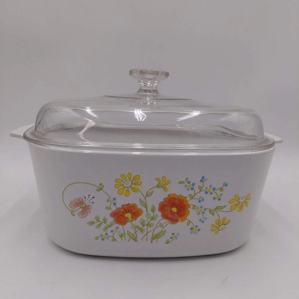 Corning Ware Wildflower Poppy A-5-B 5 QT Casserole & Lid PYREX Country Cottage